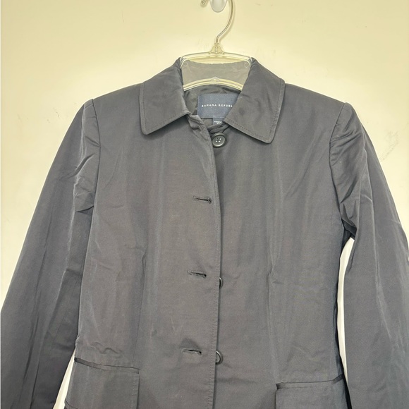 Banana Republic Classic Black Trench Coat Pockets Fall Casual Women XS BNC8 - Picture 9 of 11